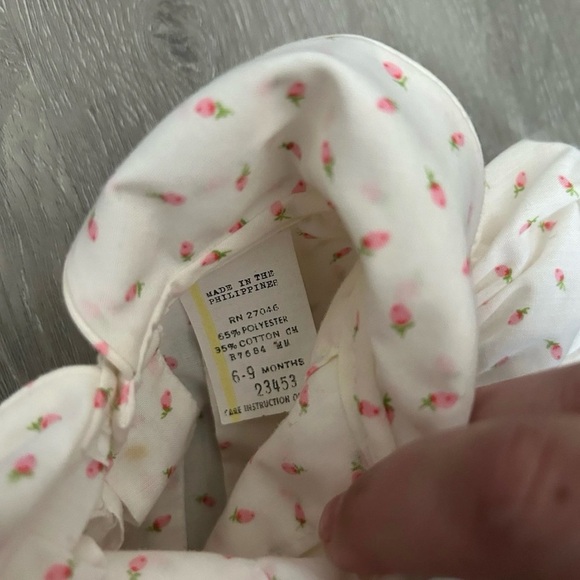 Vintage Baby Girl Tulip Collard Pleated Shirt Size 6-9 Months - Picture 3 of 4